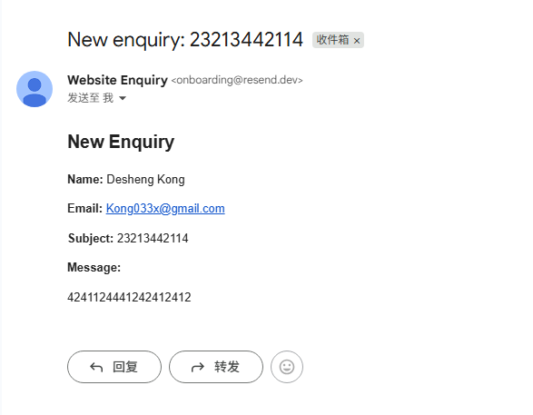Email result