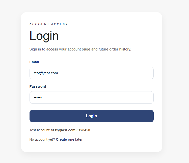 Login page