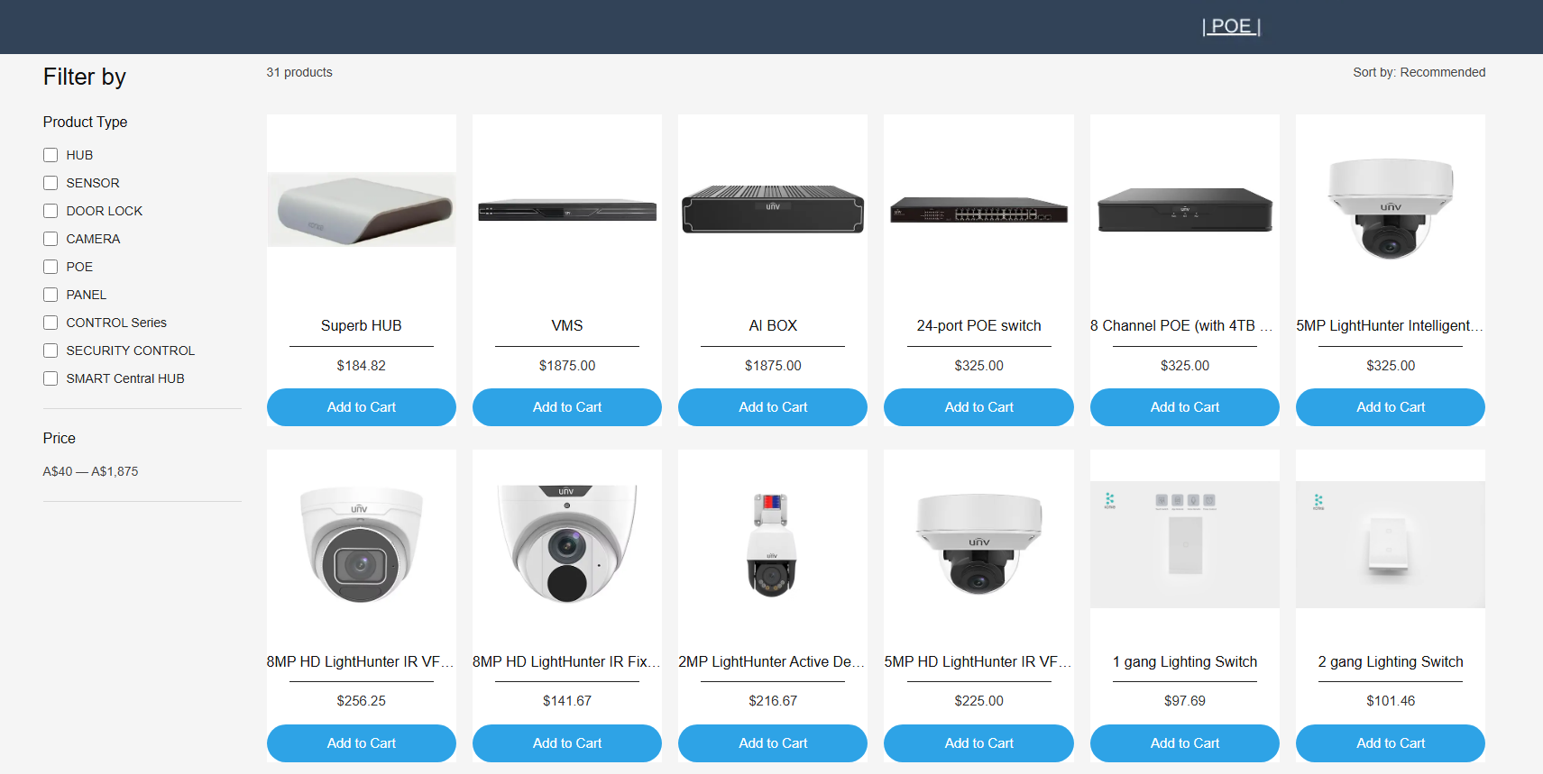 Product listing