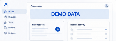Illustrative customer portal interface marked as demo data